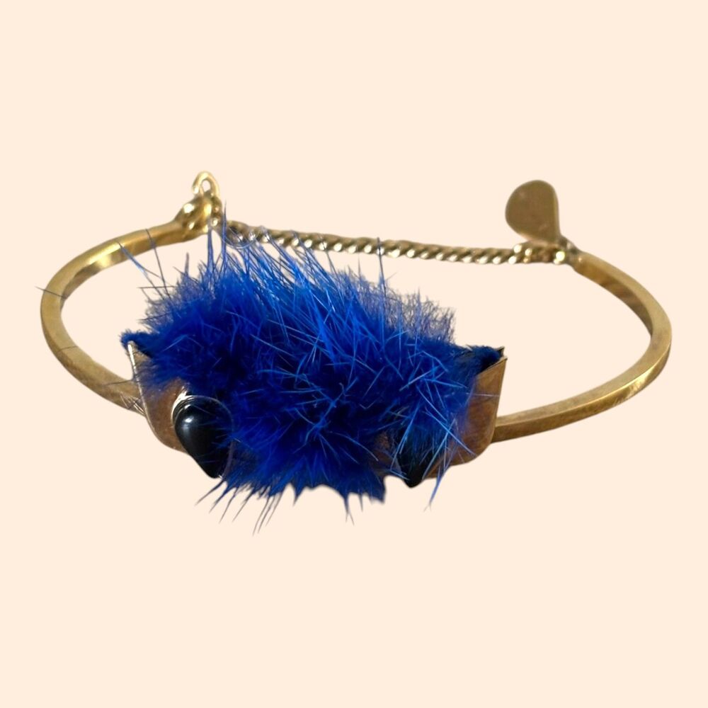 Fendi Monster Gold Bangle Bracelet Fur
